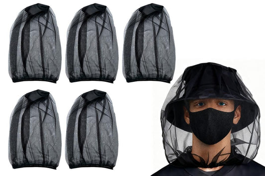5Pcs Mosquito Head Net Bug Net Hat for Camping Hiking Fishing Gardening - Black V1308-DSZKI-151-1