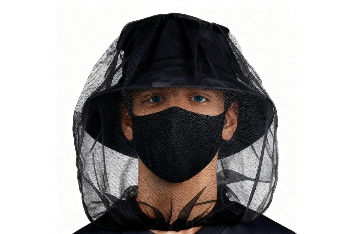 5Pcs Mosquito Head Net Bug Net Hat for Camping Hiking Fishing Gardening - Black V1308-DSZKI-151-1