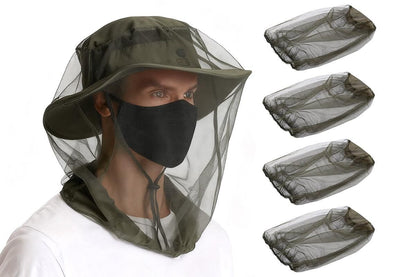 5Pcs Mosquito Head Net Bug Net Hat for Camping Hiking Fishing Gardening - Black V1308-DSZKI-151-1