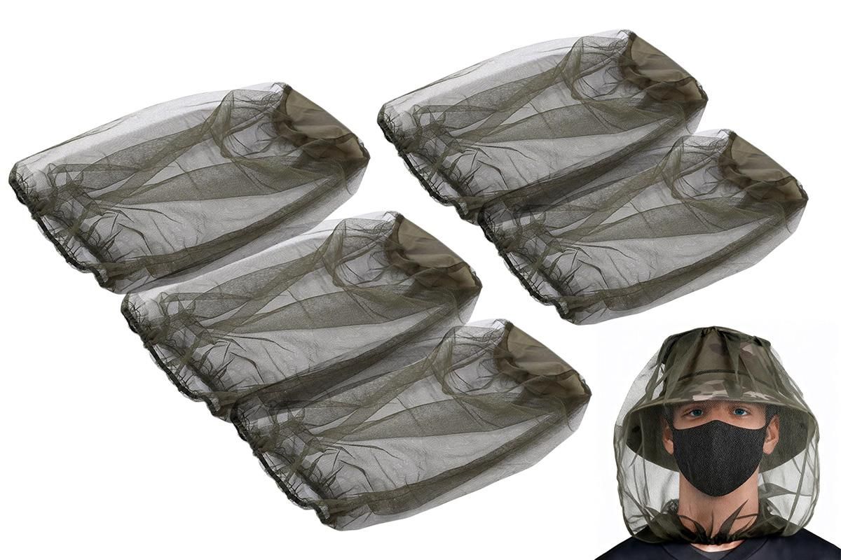 5Pcs Mosquito Head Net Bug Net Hat for Camping Hiking Fishing Gardening - Black V1308-DSZKI-151-1