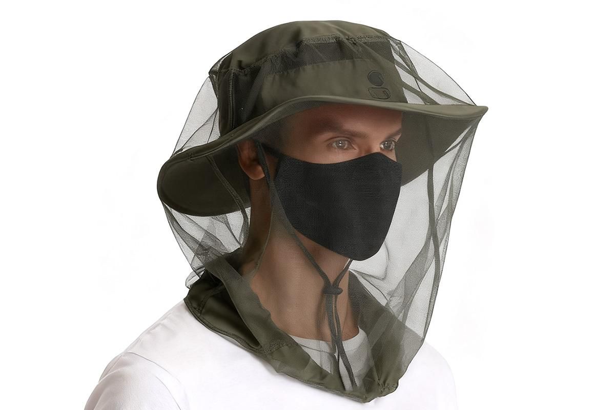 5Pcs Mosquito Head Net Bug Net Hat for Camping Hiking Fishing Gardening - Army Green V1308-DSZKI-151-2