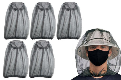 5Pcs Mosquito Head Net Bug Net Hat for Camping Hiking Fishing Gardening - Light Gray V1308-DSZKI-151-3