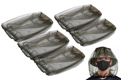 5Pcs Mosquito Head Net Bug Net Hat for Camping Hiking Fishing Gardening - Light Gray V1308-DSZKI-151-3