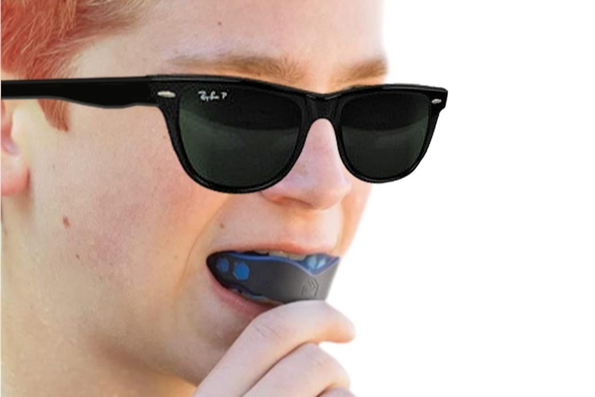 2Pcs Professional Sports Mouthguard Teeth with Strap EVA Sports Mouth Guards -Blue with Black V1308-DSZKI-155-2