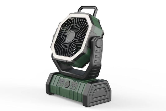 Portable Camping Fan with Light Large Capacity Outdoor Rechargeable Tent Fan - Army Green V1308-DSZKI-16-2