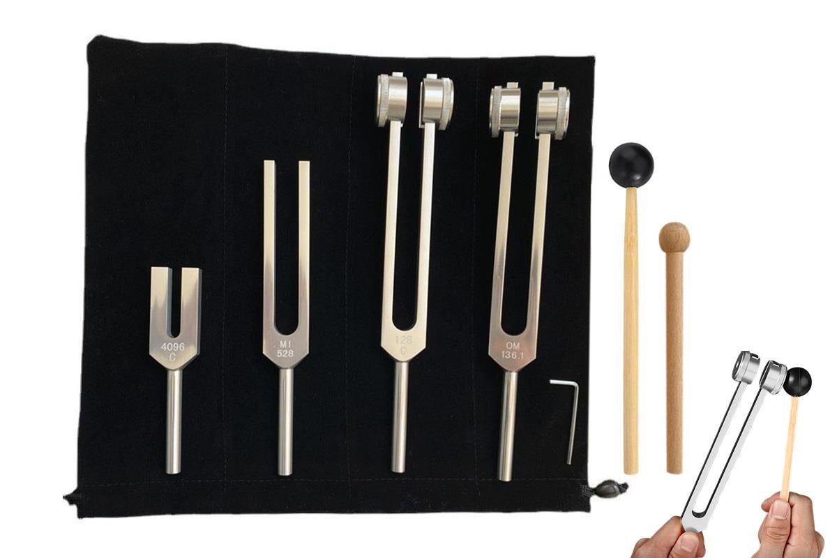 4PCS Tuning Fork Set With Mallet Sound Tool Sensory Tuning Forks V1308-DSZKI-167