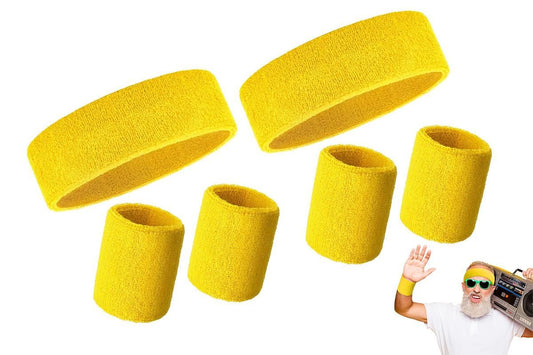 2 Pack Sweatbands Sports Headband for Tennis Badminton Yoga - Yellow V1308-DSZKI-169-1