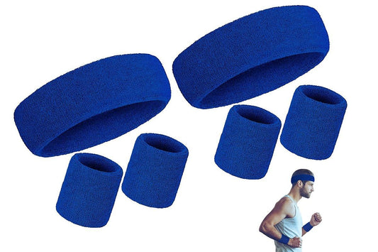 2 Pack Sweatbands Sports Headband for Tennis Badminton Yoga - Dark Blue V1308-DSZKI-169-3