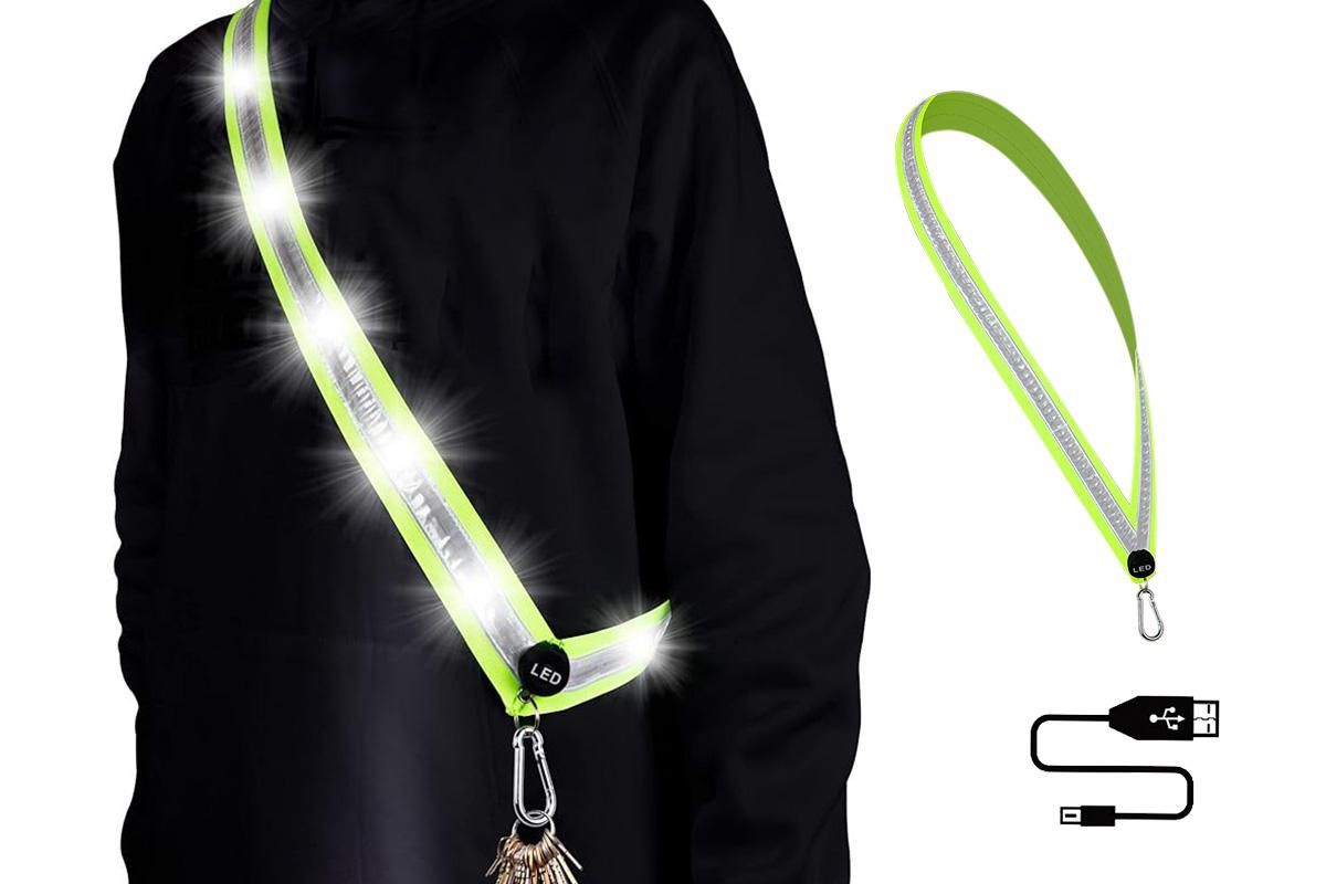 Rechargeable Running Gear LED Reflective Belt Sash Professional Safety Gear Safety Belt -White V1308-DSZKI-183-2