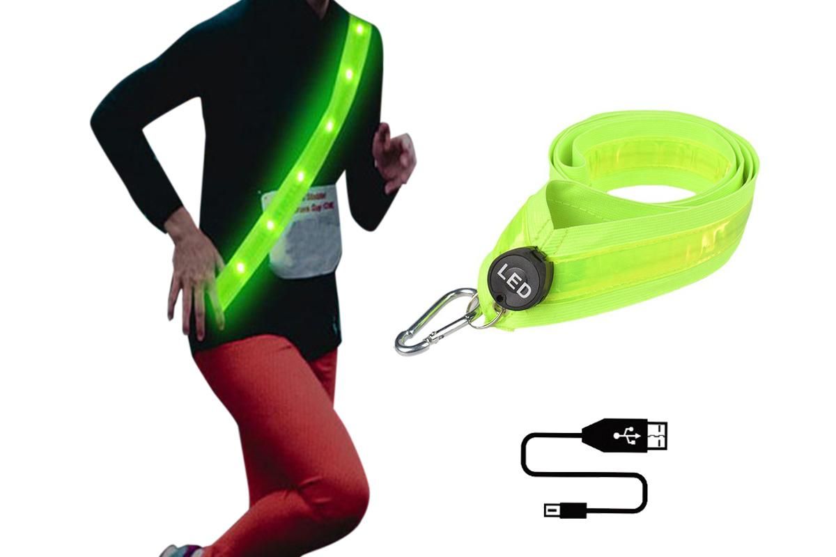 Rechargeable Running Gear LED Reflective Belt Sash Professional Safety Gear Safety Belt -White V1308-DSZKI-183-2