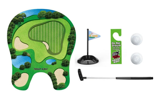 Toilet Golf Game Toilet Golf Toys Set with Practice Mat Golf Club 2 Balls Bathroom Practice Mini Golf in V1308-DSZKI-188