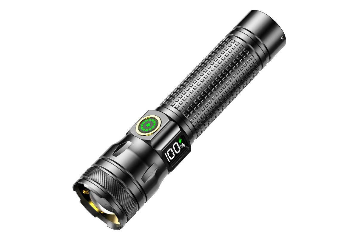 Rechargeable LED Flashlights with Digital Power Display Zoomable High Lumens Bright EDC Flashlight for Outdoor V1308-DSZKI-19