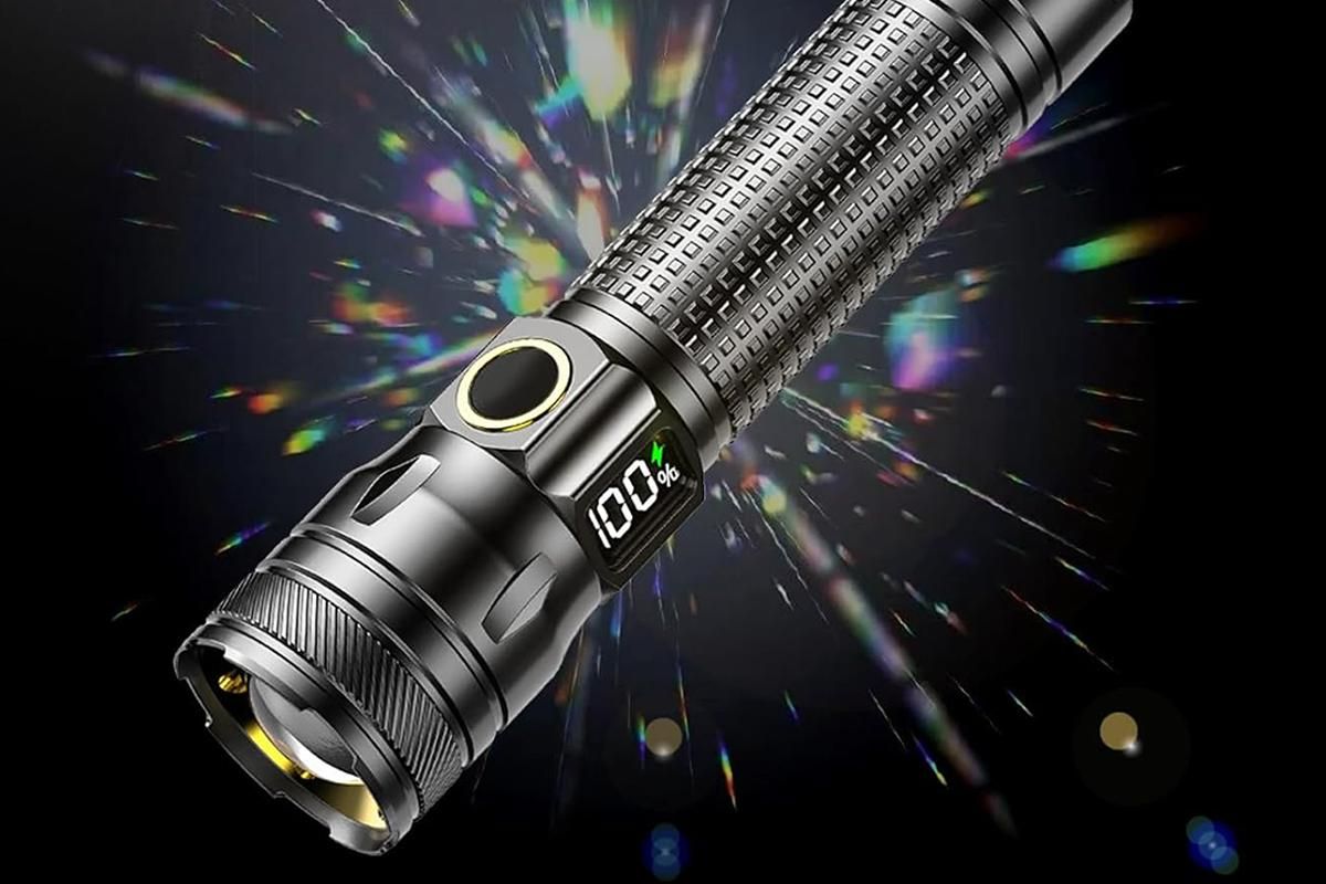 Rechargeable LED Flashlights with Digital Power Display Zoomable High Lumens Bright EDC Flashlight for Outdoor V1308-DSZKI-19