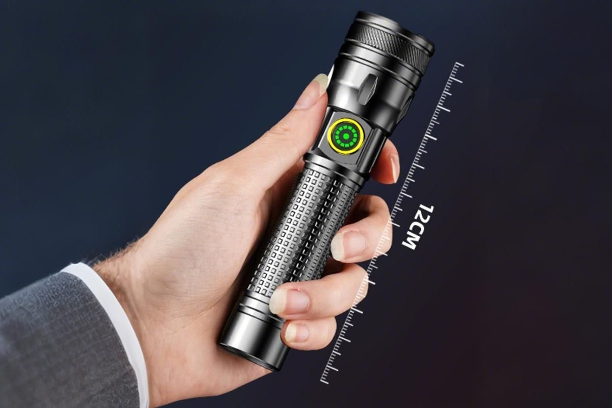 Rechargeable LED Flashlights with Digital Power Display Zoomable High Lumens Bright EDC Flashlight for Outdoor V1308-DSZKI-19