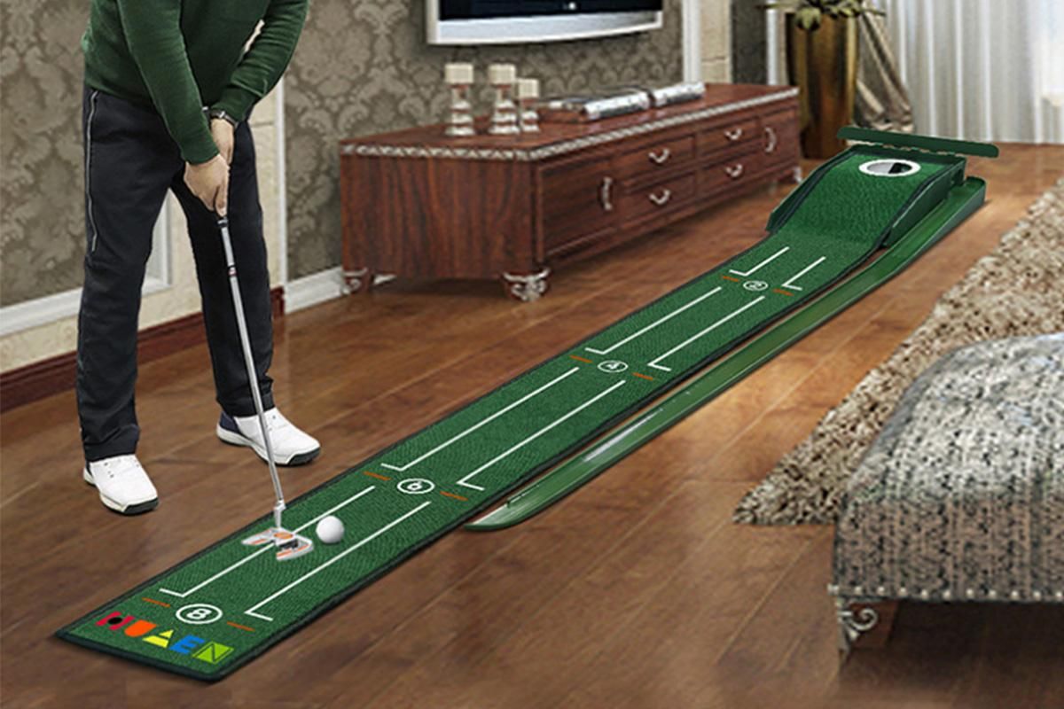 Practice Putting Mat Indoor Putter Trainer Mat 2.6m Auto-Return Golf Training Aid V1308-DSZKI-195