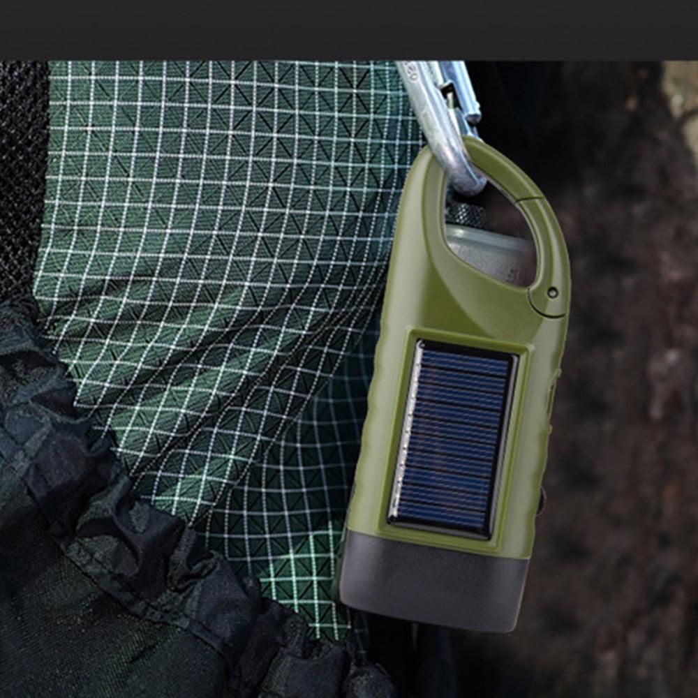 Hand Crank Solar Powered Emergency LED Flashlight - Rechargeable Light Military Green V1308-DSZKI-205