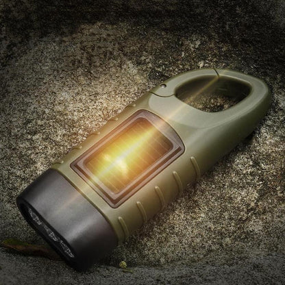 Hand Crank Solar Powered Emergency LED Flashlight - Rechargeable Light Military Green V1308-DSZKI-205