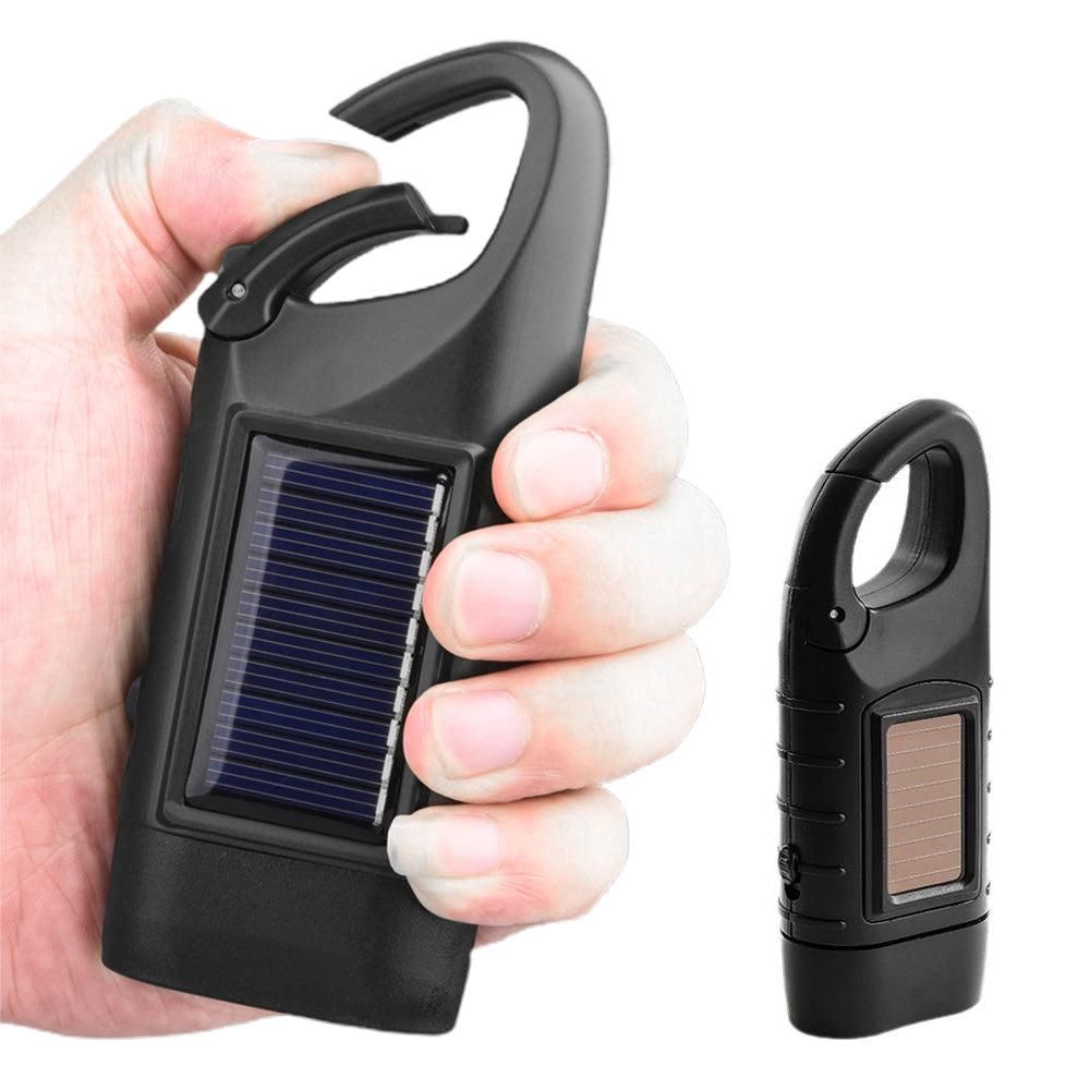 Hand Crank Solar Powered Emergency LED Flashlight - Rechargeable Light Military Green V1308-DSZKI-205
