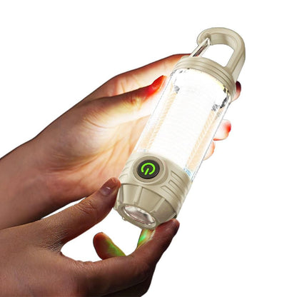LED Camping Keychain Light - Mini Lantern with Hook for Outdoor Use Khaki V1308-DSZKI-209-2