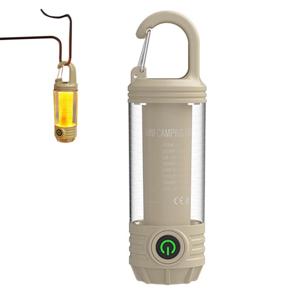 LED Camping Keychain Light - Mini Lantern with Hook for Outdoor Use Khaki V1308-DSZKI-209-2