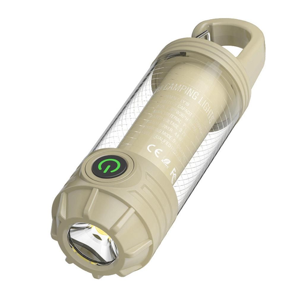 LED Camping Keychain Light - Mini Lantern with Hook for Outdoor Use Khaki V1308-DSZKI-209-2