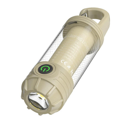 LED Camping Keychain Light - Mini Lantern with Hook for Outdoor Use Khaki V1308-DSZKI-209-2