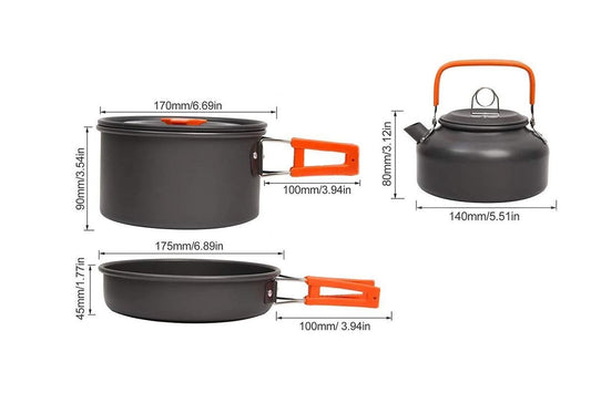 10Pcs Camping Cookware Mess Kit for Outdoor Camping Hiking Picnic -Orange V1308-DSZKI-22-2