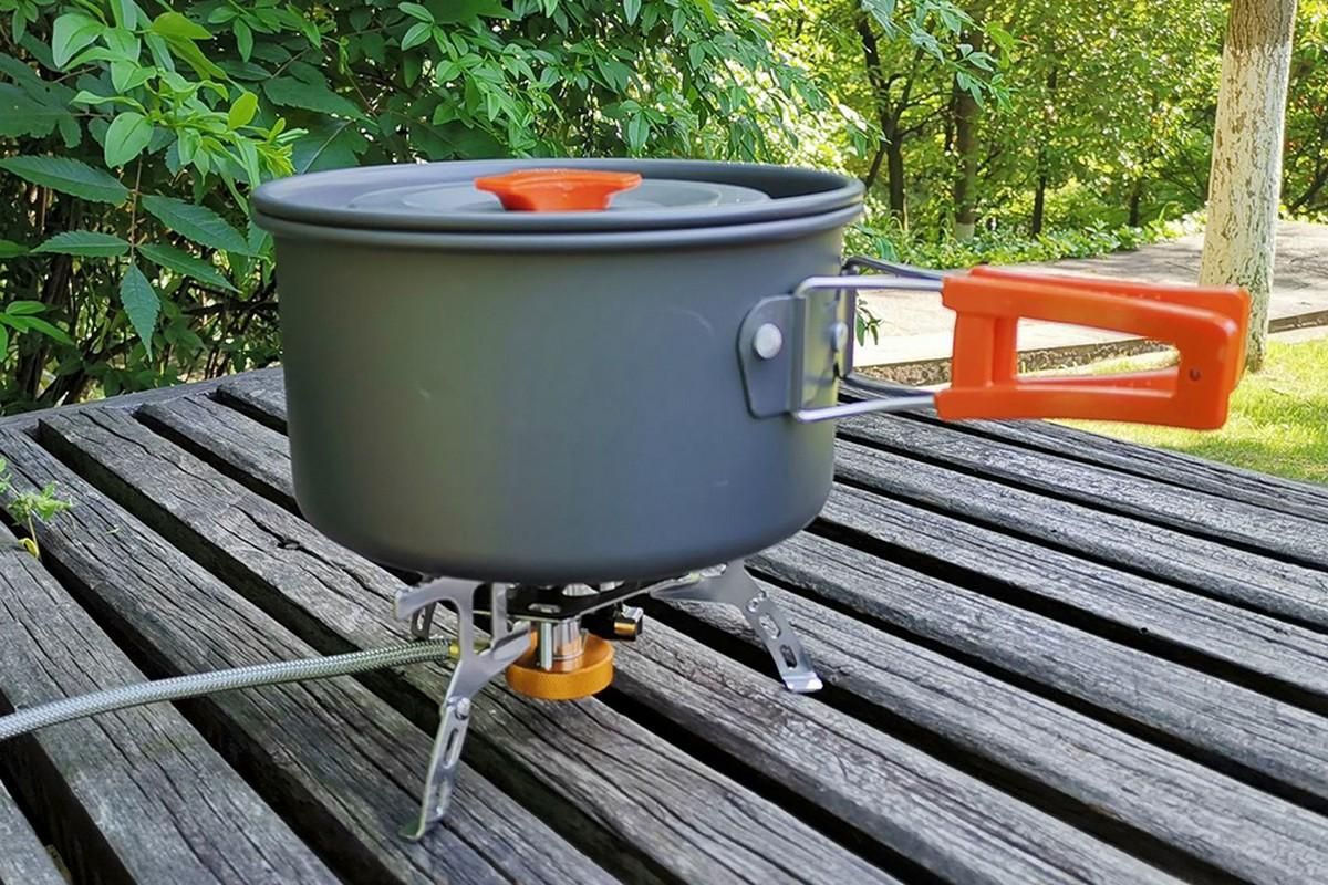 10Pcs Camping Cookware Mess Kit for Outdoor Camping Hiking Picnic -Orange V1308-DSZKI-22-2