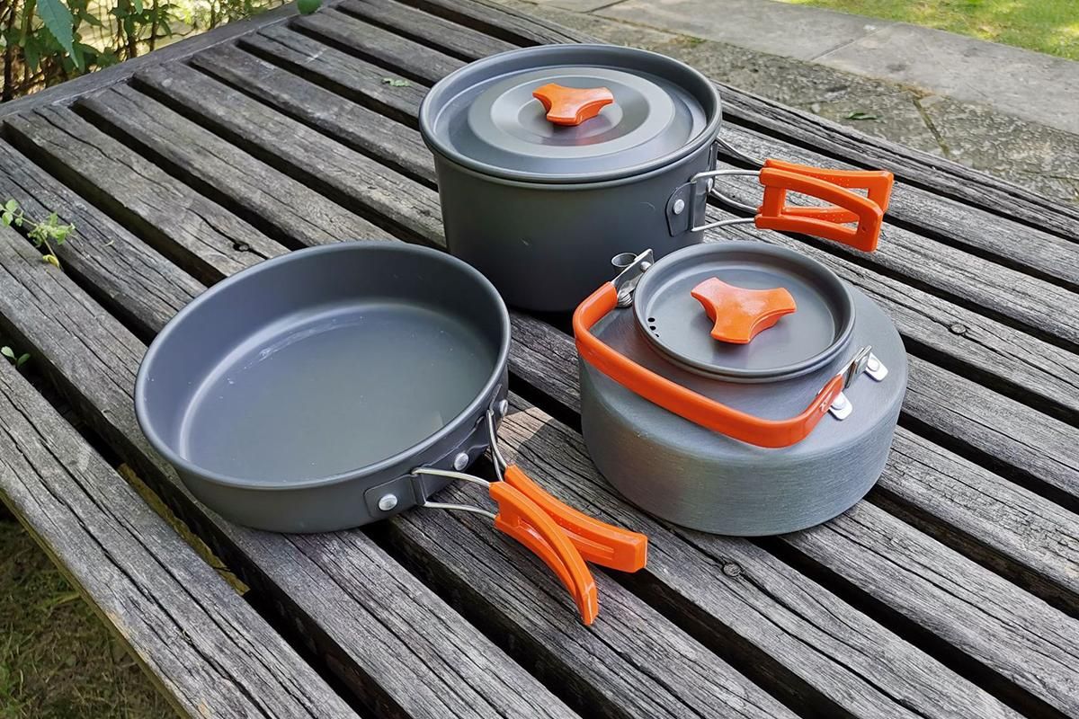 10Pcs Camping Cookware Mess Kit for Outdoor Camping Hiking Picnic -Orange V1308-DSZKI-22-2