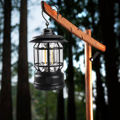 Retro Tent Camping Light Portable Rechargeable Night Lamp Black V1308-DSZKI-220-3