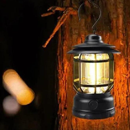 Retro Tent Camping Light Portable Rechargeable Night Lamp Black V1308-DSZKI-220-3