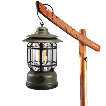 Retro Tent Camping Light Portable Rechargeable Night Lamp Black V1308-DSZKI-220-3