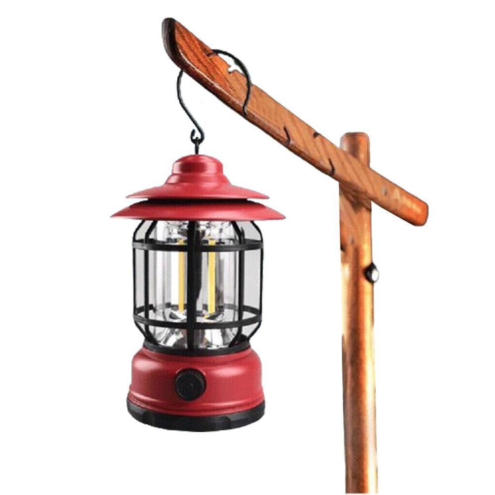 Retro Tent Camping Light Portable Rechargeable Night Lamp Black V1308-DSZKI-220-3