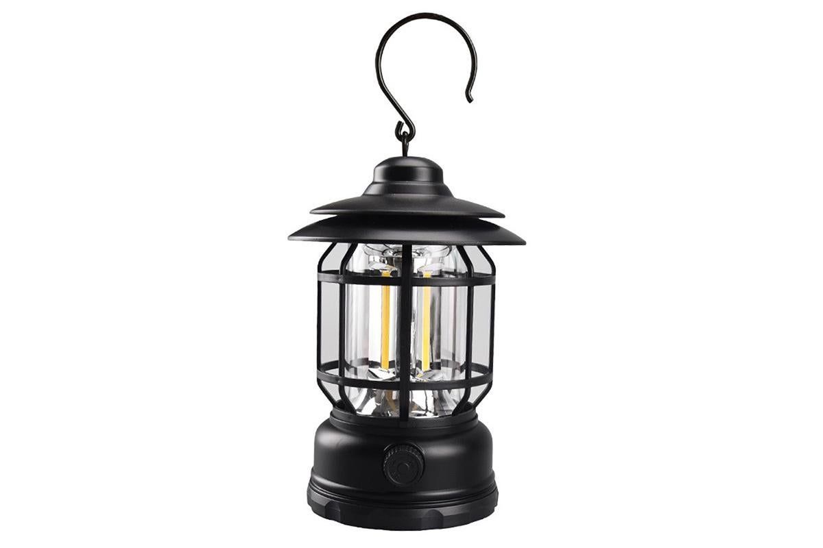 Retro Tent Camping Light Portable Rechargeable Night Lamp Black V1308-DSZKI-220-3