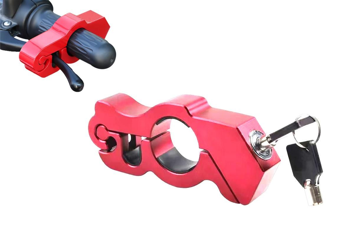 Motorcycle Bicycle Handlebar Anti-Theft Lock Grip Security Accessory Red V1308-DSZKI-224-1