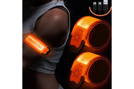 2Pcs Rechargeable Glowing Bracelet LED Slap Wristband Night Running Security Armband Strap Orange V1308-DSZKI-226-1