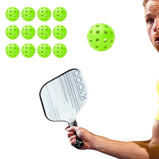 12Pcs Set 40-Hole Pickleball Balls High Bounce Outdoor Pickleball Set Green V1308-DSZKI-227-1
