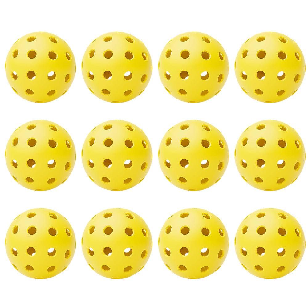 12Pcs Set 40-Hole Pickleball Balls High Bounce Outdoor Pickleball Set Yellow V1308-DSZKI-227-2