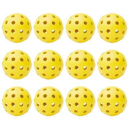 12Pcs Set 40-Hole Pickleball Balls High Bounce Outdoor Pickleball Set Yellow V1308-DSZKI-227-2