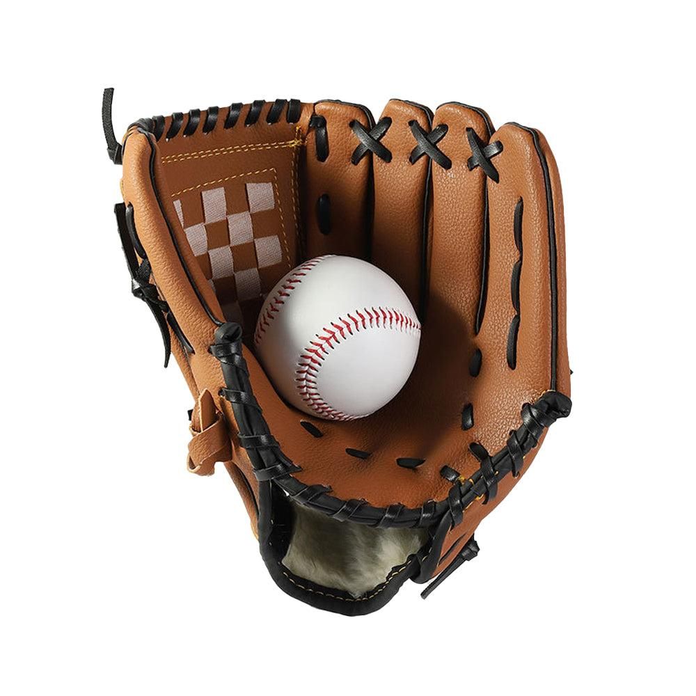 1X Baseball Glove Softball Training Mitt Left Hand Gloves for Adult Brown - L V1308-DSZKI-230-3