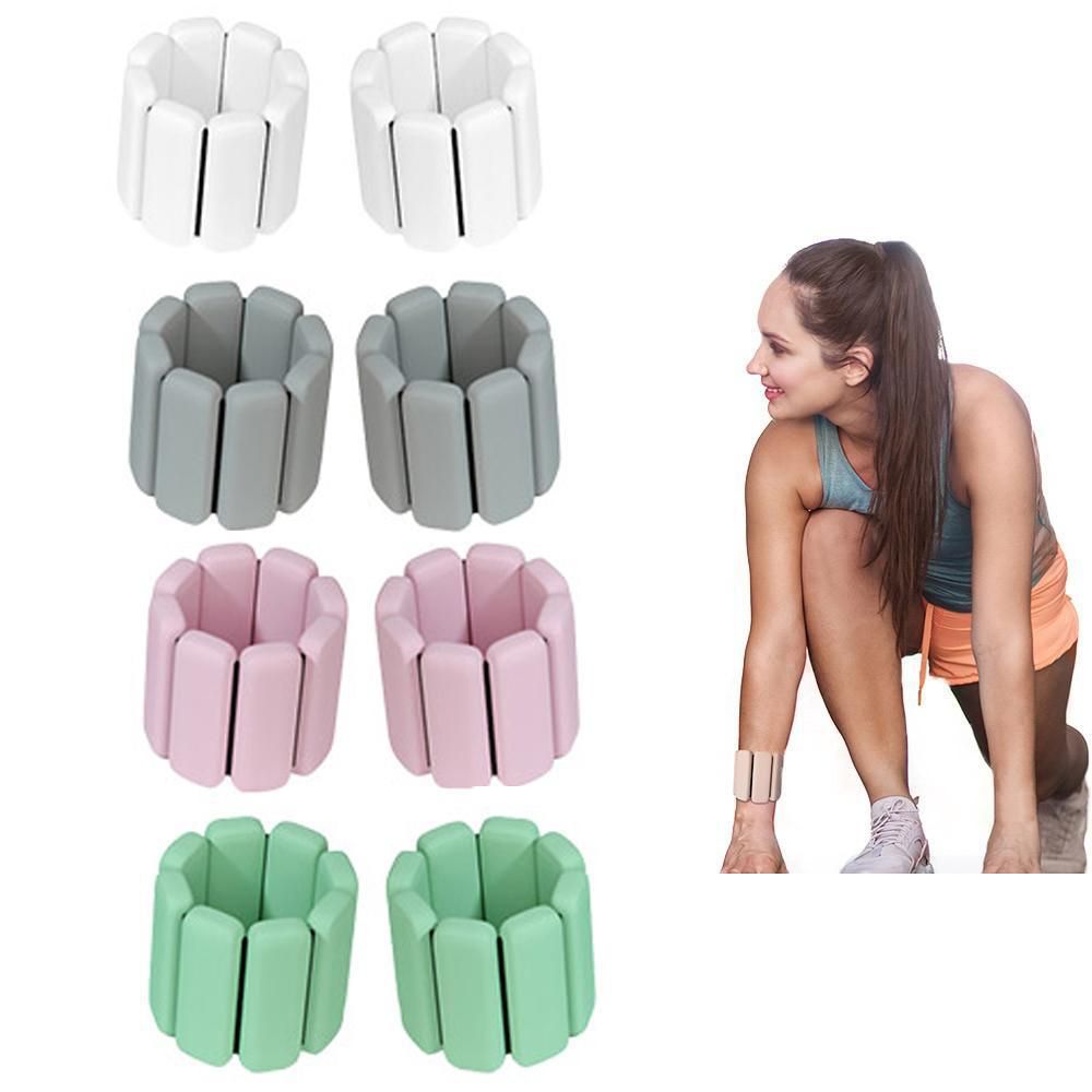 1Pair Adjustable Wrist Ankle Weight Bangles Wearable Fitness Training Bangles - White V1308-DSZKI-232-2