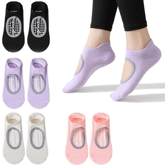 4 Pairs of Anti-Slip Yoga Socks Comfortable Pilates Socks with Grips for Workout Barre V1308-DSZKI-235