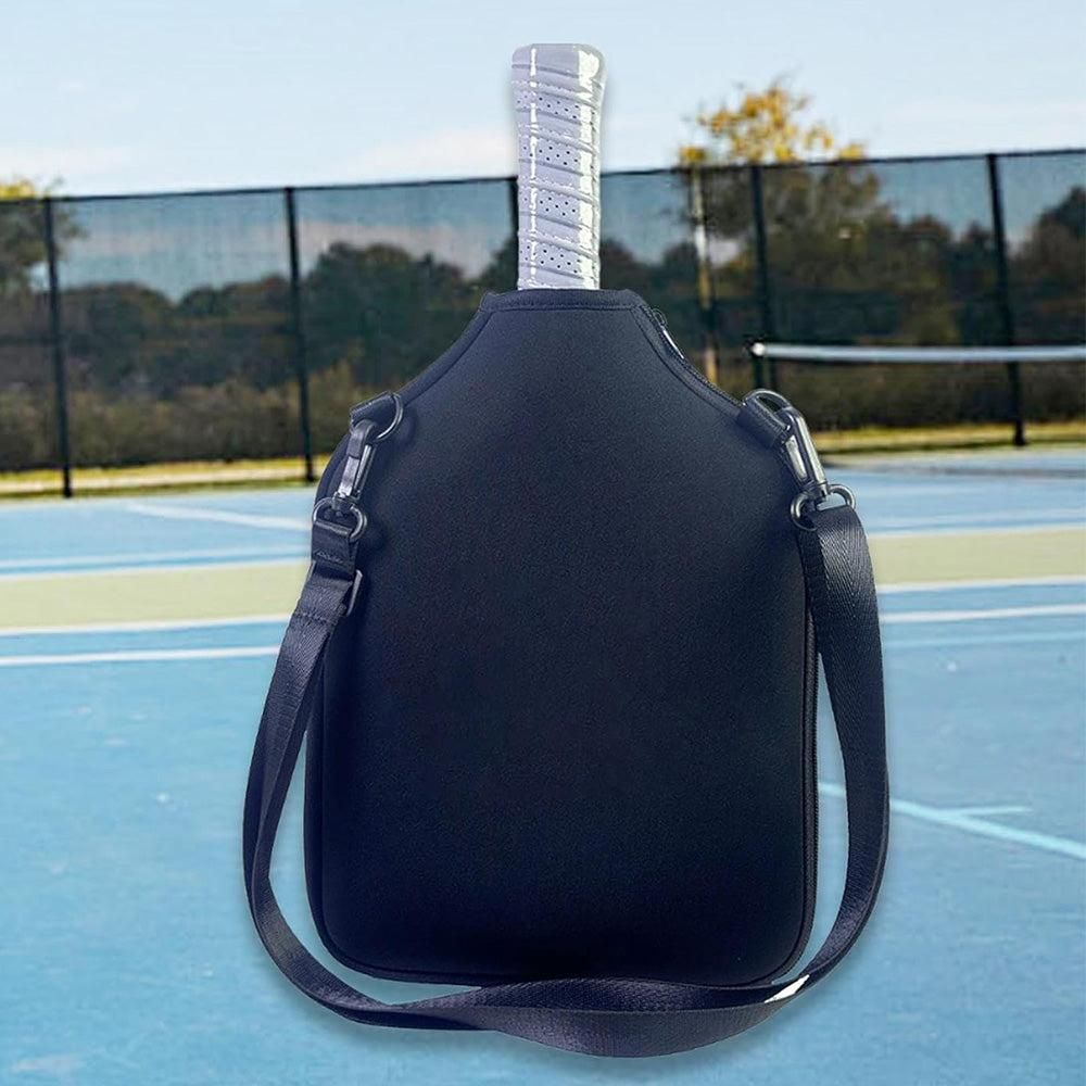 Pickleball Paddle Bag with Adjustable Shoulder Strap and Hanging Hook Black V1308-DSZKI-253-1