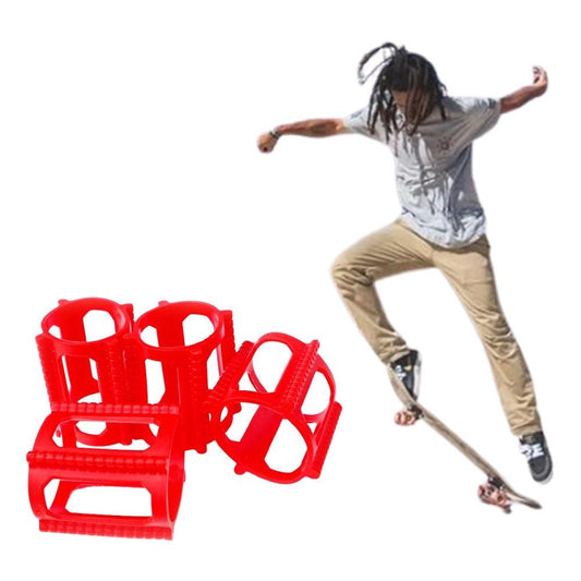 4 Pieces Skater Trick Trainers Silicone Skateboard Wheel Stop Covers Skater Skill Training Tools Red V1308-DSZKI-255-3