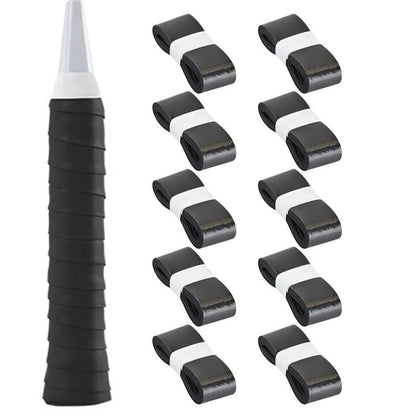 10 Pcs Tennis Racket Grip Tape PU Anti-Slip Overgrip Black V1308-DSZKI-260-1