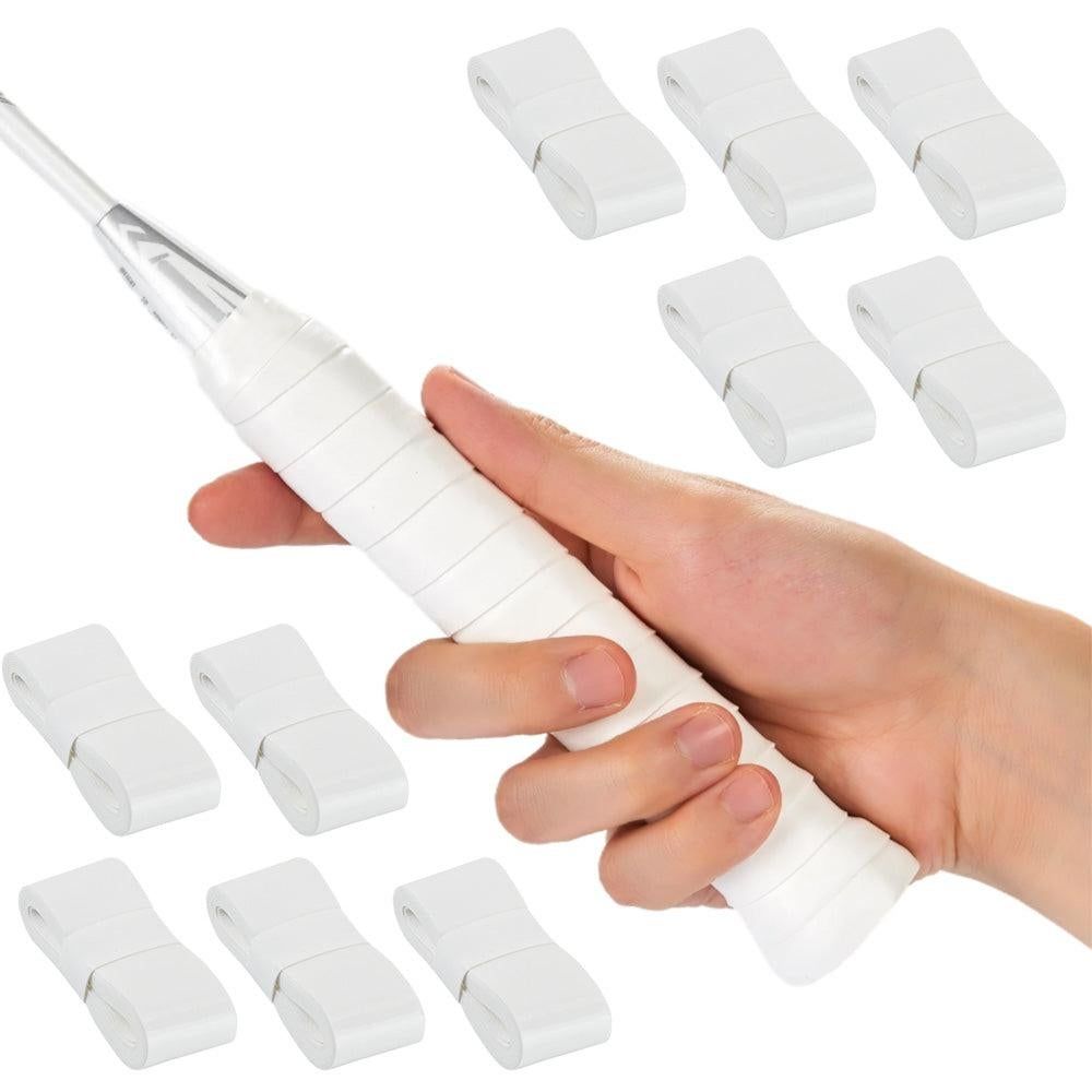 10 Pcs Tennis Racket Grip Tape PU Anti-Slip Overgrip White V1308-DSZKI-260-3