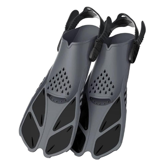Pair of Snorkel Fins Diving Swim Fins Adjustable Open Heel Swimming Barefoot Flippers Black - S V1308-DSZKI-268-1