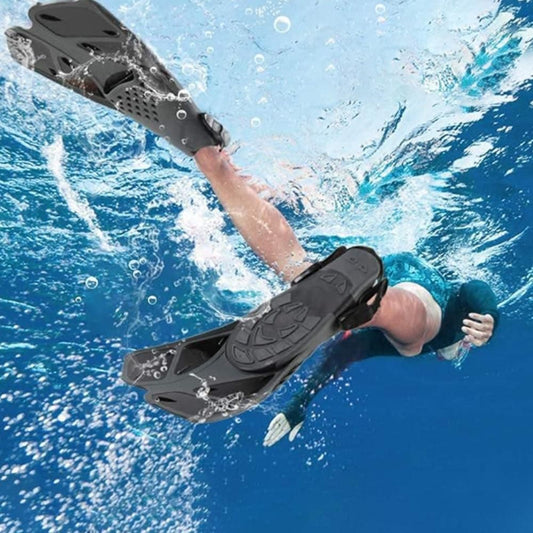Pair of Snorkel Fins Diving Swim Fins Adjustable Open Heel Swimming Barefoot Flippers Black - L V1308-DSZKI-268-2