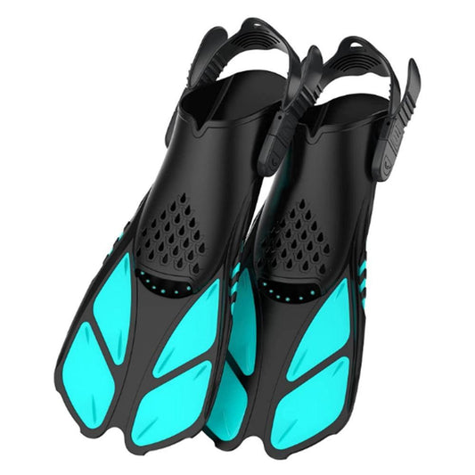 Pair of Snorkel Fins Diving Swim Fins Adjustable Open Heel Swimming Barefoot Flippers Cyan - L V1308-DSZKI-269-2