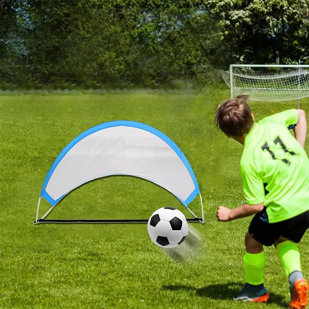 Portable Pop-Up Soccer Goal Set with 3 Ground Pegs and Carry Storage Bag Blue V1308-DSZKI-271-2